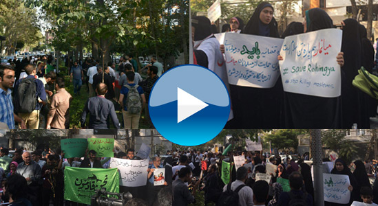 فریاد اعتراض دانشجویان به فاجعه در میانمار/ نسل‌کشی مسلمانان را متوقف کنید +فیلم و عکس