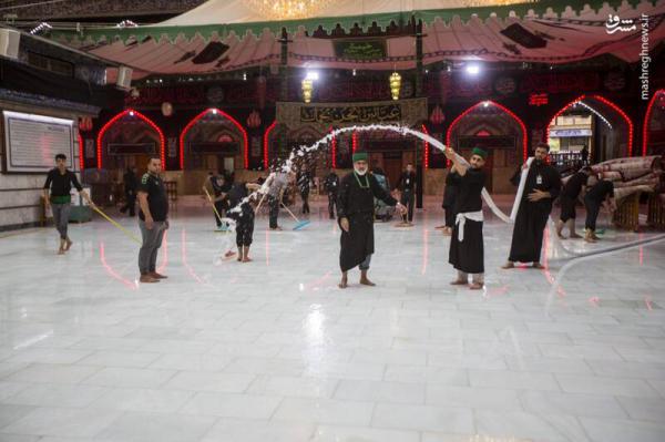 شستشوی صحن حرم حضرت ابالفضل(ع)