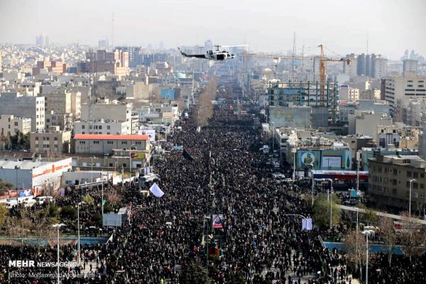 ۳۰ عکس منتخب هوایی از تشییع میلیونی سردار سلیمانی در تهران