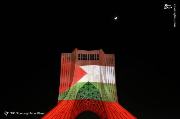 همدردی با مردم مظلوم غزه با نورپردازی سه بعدی + عکس