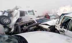 فیلم| تصادف زنجیره ای ۵۰ خودرو در خوزستان 
