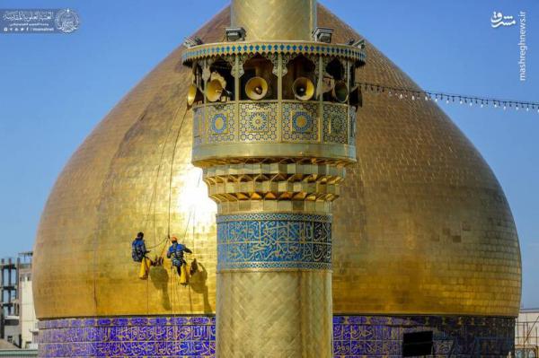 تصاویر| غبارروبی حرم حضرت علی(ع)