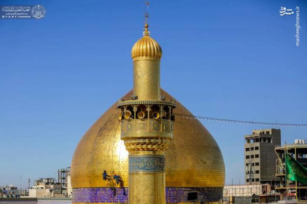 تصاویر| غبارروبی حرم حضرت علی(ع)