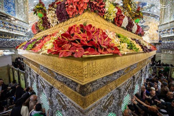 تصاویر| گل‌آرایی ضریح اباعبدالله الحسین(ع)