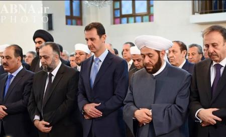 فیلم|  نماز عید فطر در دمشق با حضور بشار اسد اقامه شد