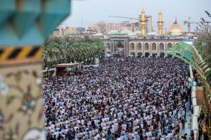  نماز عید فطر در بین الحرمین کربلا + عکس