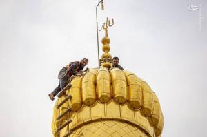 تصاویر| شستشوی گنبد و مناره‌های حرم حضرت ابوالفضل(ع)