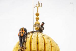 تصاویر| شستشوی گنبد و مناره‌های حرم حضرت ابوالفضل(ع)