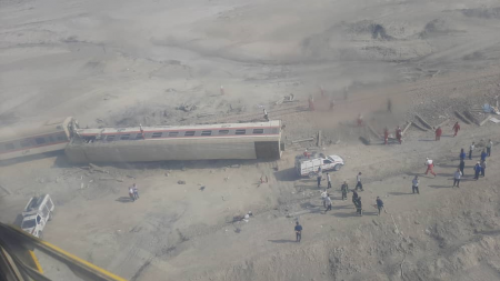 تصویری هوایی از حادثه قطار مشهد به یزد