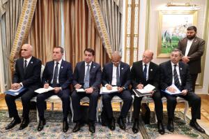 تصاویر| دیدار رئیسی و رئیس جمهور آذربایجان