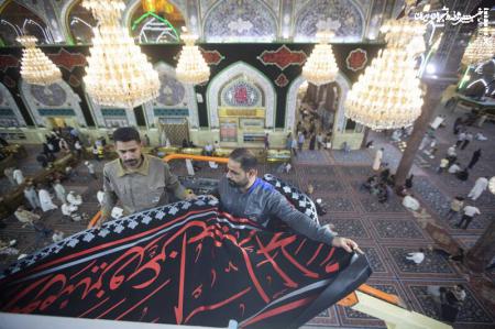 تصاویر| سیاه‌پوش شدن حرم امام حسین(ع) در آستانه محرم