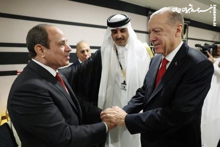 در حضور امیر قطر اولین دیدار السیسی و اردوغان 