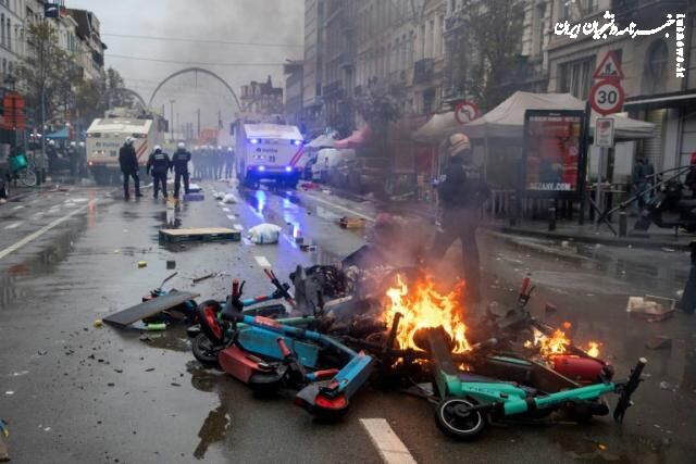 پلیس بلژیک با هواداران خشمگین فوتبال درگیر شد