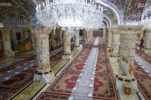 تصاویر| سفره افطاری در صحن حضرت زهرا(س) در نجف