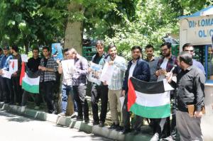 تجمع اعتراضی علیه جنایات رژیم صهیونیستی در فلسطین، در مقابل نمایندگی سازمان ملل