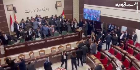  دعوا و کتک‌کاری در پارلمان کردستان عراق+فیلم 
