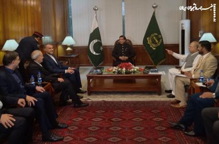 در جریان سفر به اسلام‌آباد؛ وزیر امور خارجه با رئیس مجلس ملی پاکستان دیدار کرد