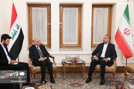 تصاویر| دیدار امیرعبداللهیان با  وزیر خارجه عراق