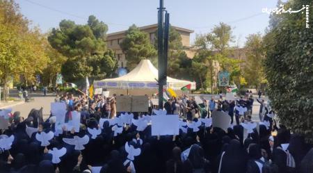 اجتماع دانشجویان دانشگاه تهران، در محکومیت جنایات رژیم صهیونیستی  +فیلم