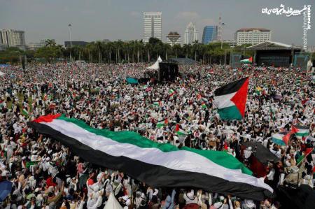 تصاویر| جمعیت میلیونی مردم جاکارتا در حمایت از فلسطین و غزه