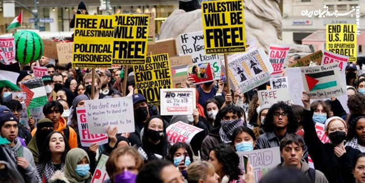 مردم نیویورک در حمایت از فلسطین تظاهرات کردند