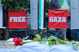 تصاویر| چیدمان شهدای غزه درمیدان فلسطین