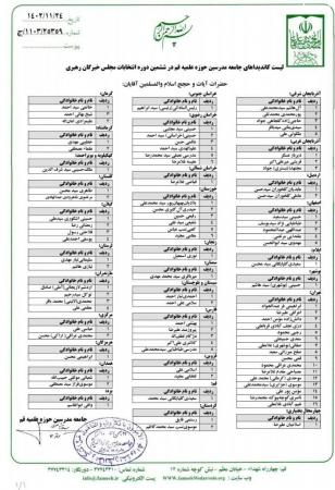 لیست کاندیداهای انتخابات مجلس خبرگان جامعه مدرسین حوزه علمیه قم ۱۴۰۲
