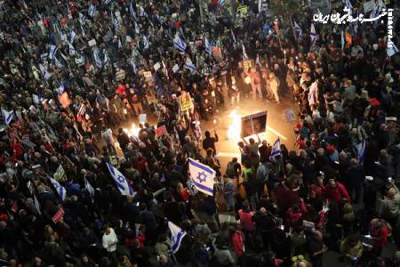 تظاهرات علیه «نتانیاهو» مقابل ساختمان وزارت جنگ اسرائیل