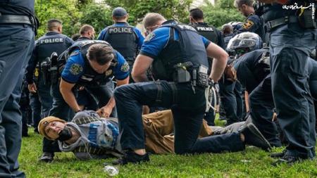  American police brutality/ American human rights revealed in pro-Palestine demos