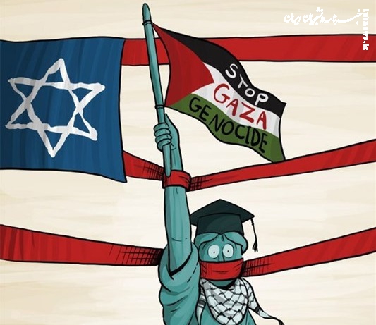 کاریکاتور| سرکوب دانشجویان ضد صهیونیستی برگ دیگری از دموکراسی دروغین آمریکا