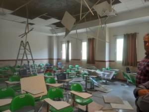 مصدومیت ۱۱ دانشجوی دانشگاه رازی کرمانشاه در پی ریزش سقف کلاس +عکس
