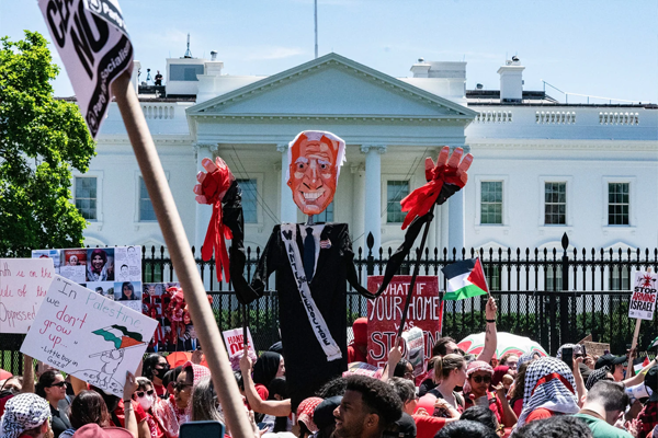 تجمع هزاران نفری معترضان حامی فلسطین مقابل کاخ سفید