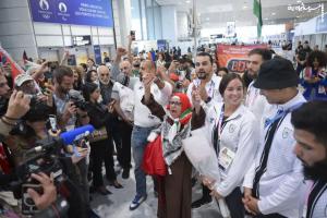The arrival of the Palestinian convoy to the French Olympics with a wide welcome
