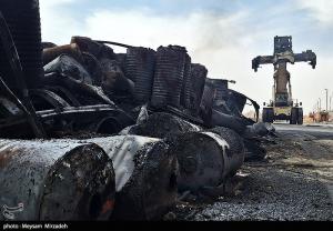 خسارات انفجار در اسکله شهید رجایی بندرعباس +عکس