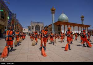 جاروزنی صحن حرم شاهچراغ (ع)+عکس