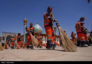 جاروزنی صحن حرم شاهچراغ (ع)+عکس