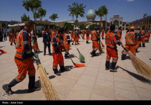 جاروزنی صحن حرم شاهچراغ (ع)+عکس