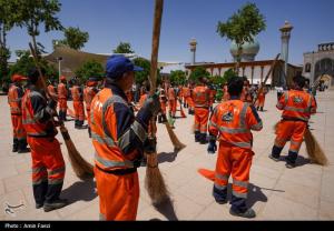 جاروزنی صحن حرم شاهچراغ (ع)+عکس