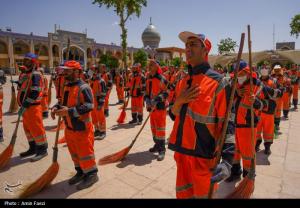 جاروزنی صحن حرم شاهچراغ (ع)+عکس