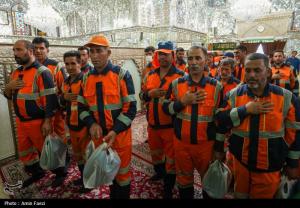 جاروزنی صحن حرم شاهچراغ (ع)+عکس