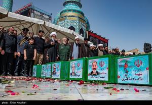 مراسم خاکسپاری شهدای اقتدار ایران در امامزاده صالح(ع) +عکس