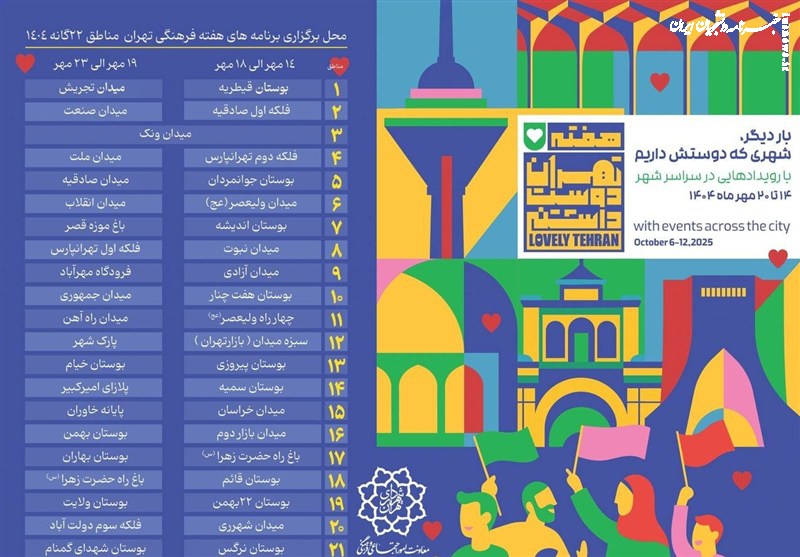 اجرای برنامه‌های «هفته فرهنگی تهران» با شعار تهران دوست‌داشتنی در پایتخت