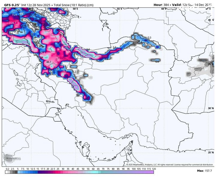 ورود سامانه بارشی جدید به کشور از دوشنبه؛ موج برف و باران در ۱۵ استان