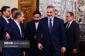 دیدار وزیر امور خارجه ترکیه با رئیس مجلس شورای اسلامی +عکس