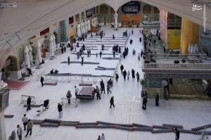 مفروش شدن صحن ‌مطهر علوی با فرش ایرانی +عکس