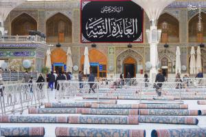 مفروش شدن صحن ‌مطهر علوی با فرش ایرانی +عکس