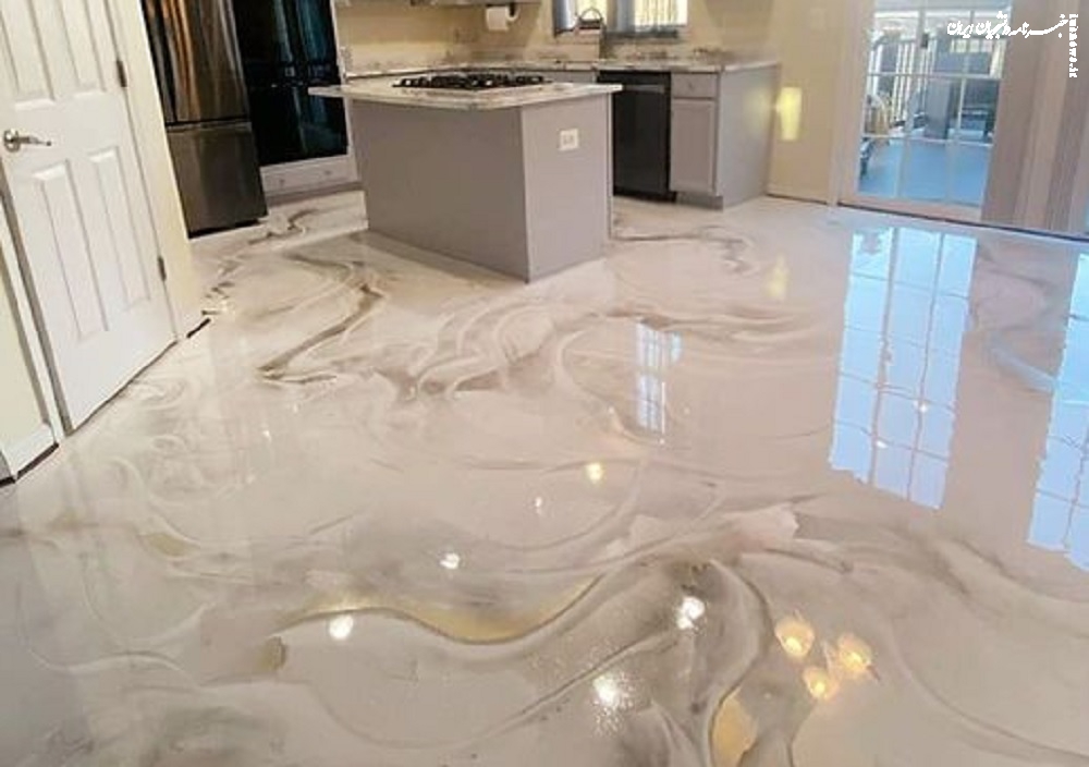 اجرای کفپوش اپوکسی سه‌بعدی برای منازل و آشپزخانه با طرح سنگ و ابروبادی