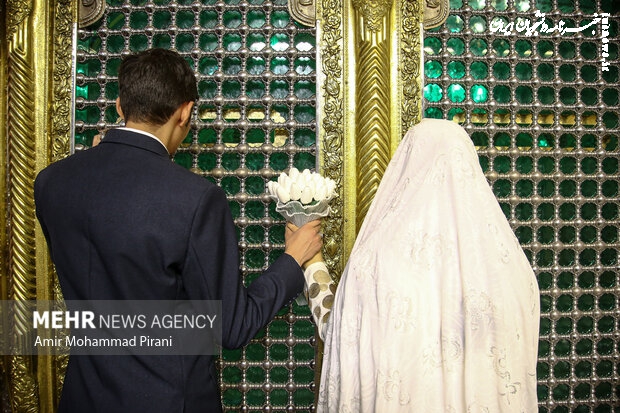 پیوند آسمانی ۸۰ زوج جوان در حرم حضرت معصومه(س) به مناسبت عید مبعث