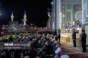 آیین وداع با پیکر شهید «اسماعیل خطیب» در حرم رضوی +عکس