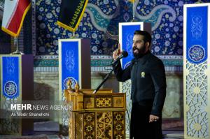 آیین وداع با پیکر شهید «اسماعیل خطیب» در حرم رضوی +عکس